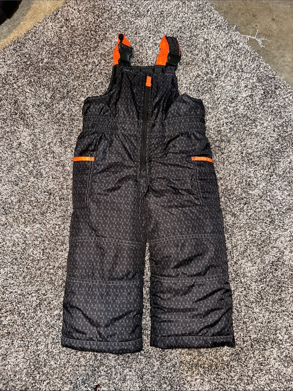 Carter's Black Snow Overalls with Orange Trim